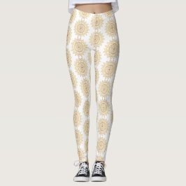 Braun Mandala Muster auf weißem Hintergrund Elegan Leggings