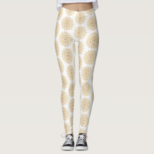 Braun Mandala Muster auf weißem Hintergrund Elegan Leggings