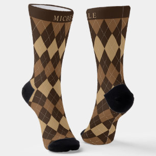 Braun-melierte Argyle-Muster in maßgeschneidertem Socken