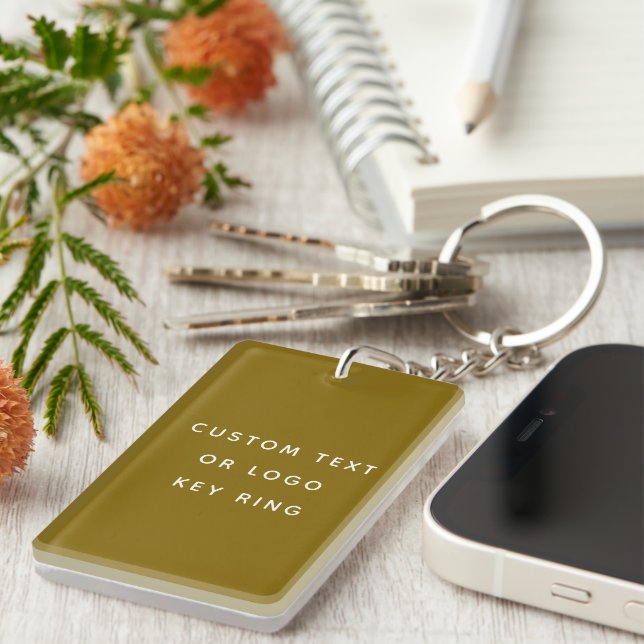 Braun Minimalistischer, benutzerdefinierter Text o Schlüsselanhänger (Vorderseite rechts)