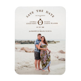Braun Minimalistisches einfaches Foto Hochzeit Magnet