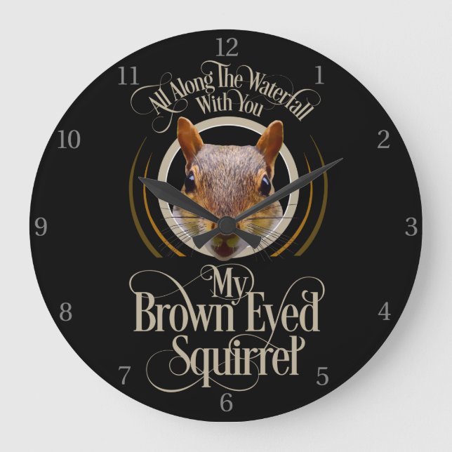Braun Mit Augen Eichhörnchen - lustiger Eichhörnch Große Wanduhr (Vorderseite)