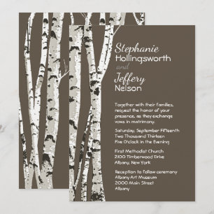 Braun mit Birkenbäumen Einladung zur Hochzeit
