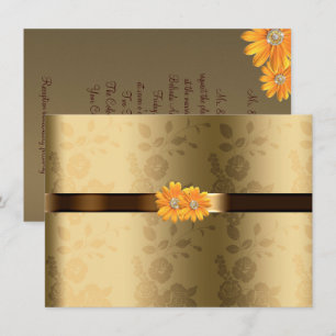 Braun mit Gold und Schokolade, Hochzeit mit gelben Einladung