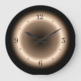 Braun mit hellem Halo-Effekt in Creme Große Wanduhr