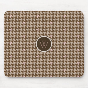 Braun mit Rose Gold Accent Hahnentrittmuster Mouse Mousepad