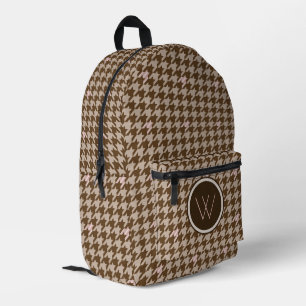 Braun mit Roségold-Akzent Houndstooth Bedruckter Rucksack