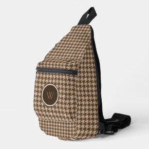 Braun mit Roségold-Akzente Houndstooth Crossbody Bag