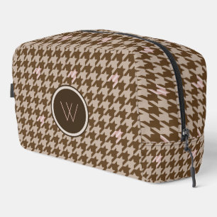 Braun mit Roségold-Akzente Houndstooth Waschbeutel