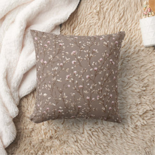 Braun Mocha Cottagecore neutrale Floralien Kissen