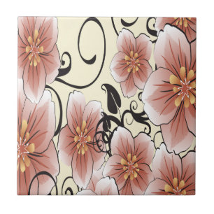 Braun Moderne Blume Fliese