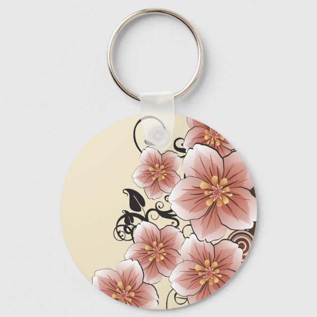 Braun Moderne Blume Schlüsselanhänger (Vorderseite)