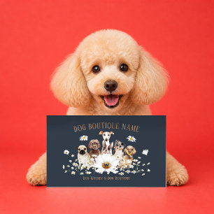 Braun Navy Hundesitter Daisy Blumen Hunde Visitenkarte