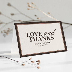 Braun Neutral   Klassische Luxus-Hochzeit Dankeskarte