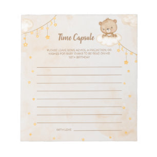 Braun Niedlich Bear Baby Shower Time Kapsel Notizblock