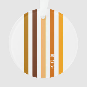 Braun Orange Vertikale Streifen Monogramm Ornament