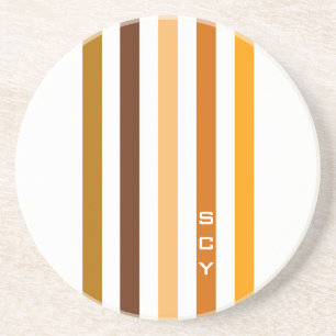 Braun Orange Vertikale Streifen Monogramm Untersetzer