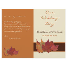 Braun-Orangen-Elfenbeinkühe-Blätter Hochzeitsprogr