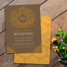 Braun-Orangen handgezapftes Mono-Art-Hochzeit