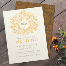 Braun-Orangen handgezapftes Mono-Art-Hochzeit