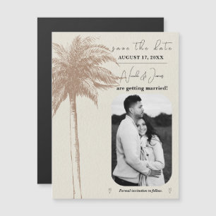 Braun Palme Strand Save The Date im Vintage-Stil Magnetkarte
