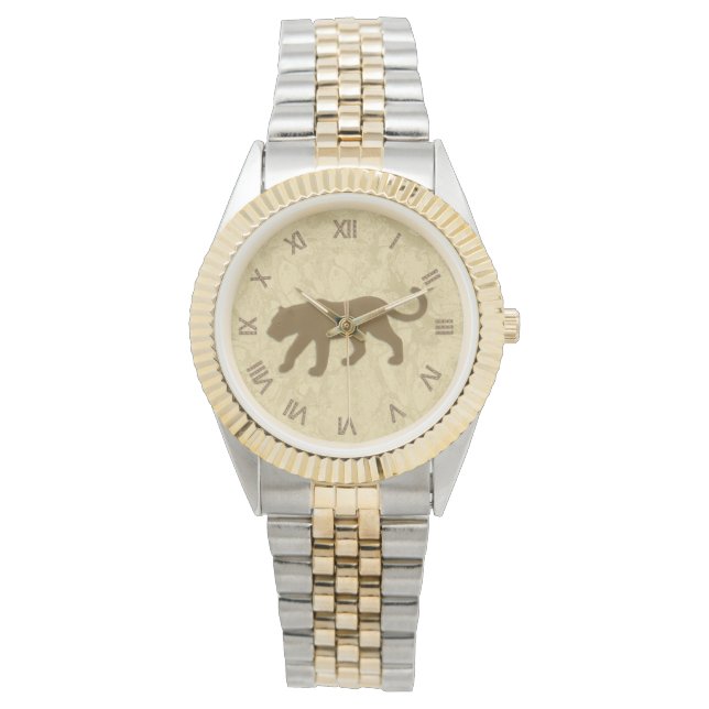 Braun Panther mit römischen Zahlen Armbanduhr (Vorderseite)