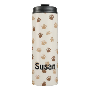 Braun Paw Muster Thermal Tumbler Thermosbecher