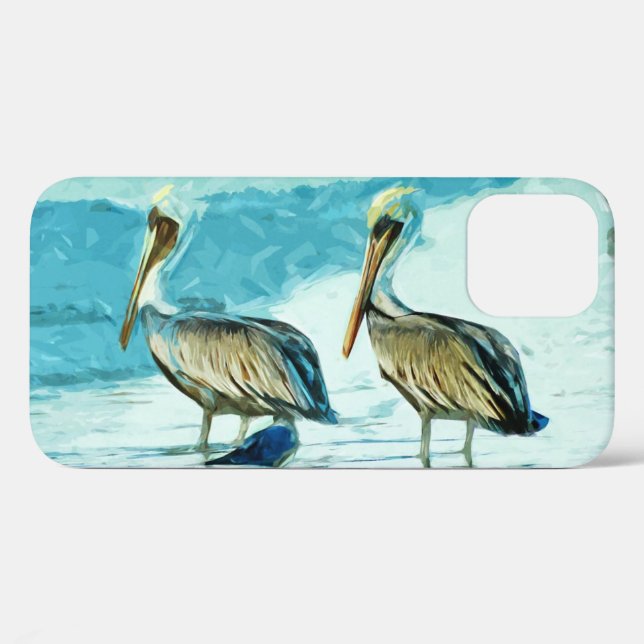 Braun Pelican in Winterfarben Abstrakte Design Cas Case-Mate iPhone Hülle (Rückseite (Horizontal))