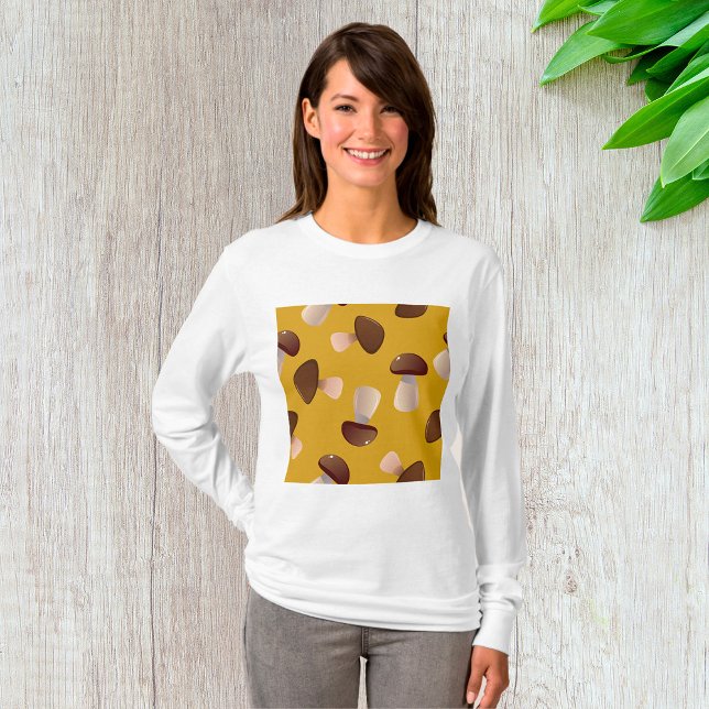 Braun-Pilzmuster auf Mustard Yellow T-Shirt (Von Creator hochgeladen)