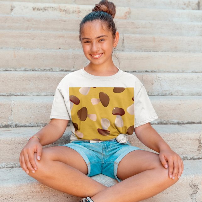 Braun-Pilzmuster auf Mustard Yellow T-Shirt (Von Creator hochgeladen)