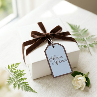 Braun Puderblau Danke Hochzeit Geschenkanhänger