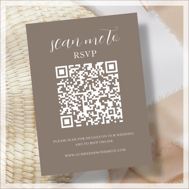 Braun | QR-Code | HochzeitsrSVP Begleitkarte (Von Creator hochgeladen)
