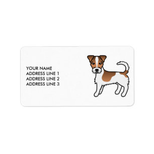 Braun-rauhhaariger Jack-Russell-Terrier-Hund & Tex Adressaufkleber