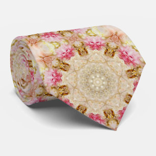 Braun, Rosa, Ecru Mandala Muster Krawatte