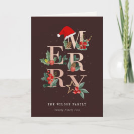 Braun Rose Gold Rot Frohe Weihnachtsfoliage Foto Feiertagskarte