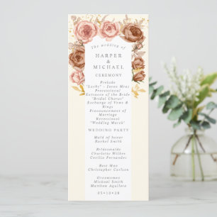 Braun Rose Rosa Goldhochzeitprogramm Programm