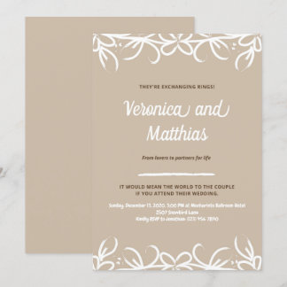 Braun rustikale Blume Hochzeitsankündigung Einladung