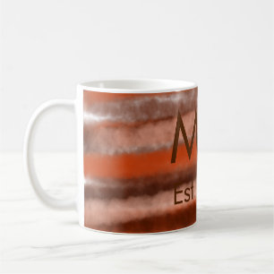 Braun rustikale Boho-Name-Buchstabe-Jahr-Datum-Tex Kaffeetasse