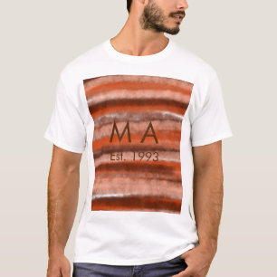 Braun rustikale Boho-Name-Buchstabe-Jahr-Datum-Tex T-Shirt