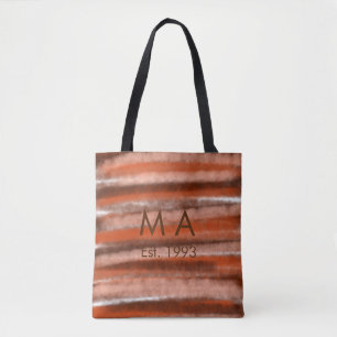 Braun rustikale Boho-Name-Buchstabe-Jahr-Datum-Tex Tasche