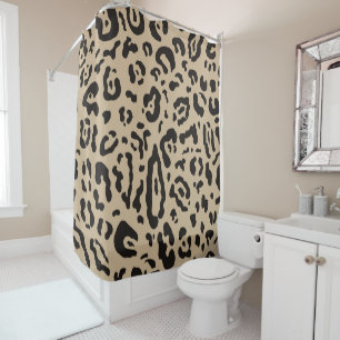 Braun & Schwarz Cheetah Leopard Tierprint Duschvorhang