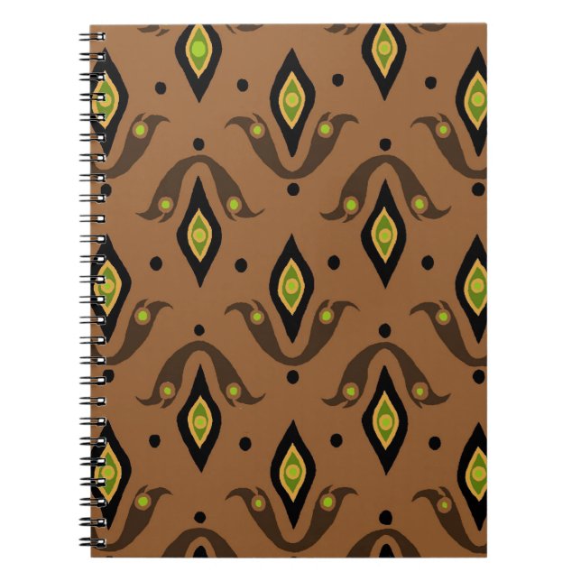 Braun, schwarz, Fleur-de-lys Spiral Notebook Notizblock (Vorderseite)