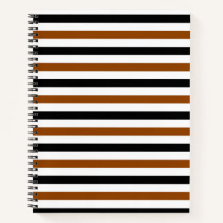 Braun Schwarz und weiß gestreiftes Design Notizbuch