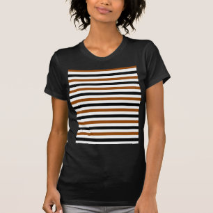 Braun Schwarz und weiß gestreiftes Design T-Shirt