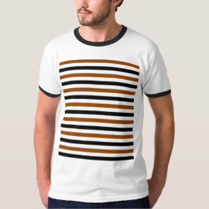 Braun Schwarz und weiß gestreiftes Design T-Shirt