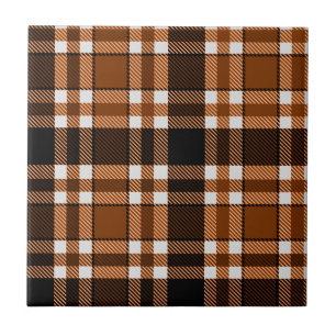 Braun Schwarz Weiß Flanell Karomuster Design  Fliese
