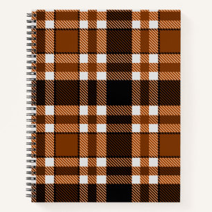 Braun Schwarz Weiß Flanell Karomuster Design Notizbuch