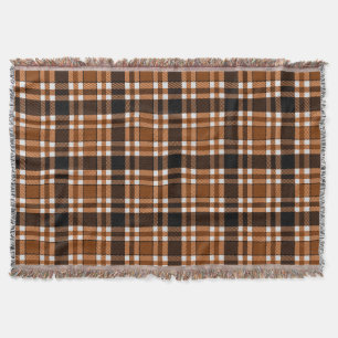 Braun Schwarz Weiß Flanell Tartan Muster Design  Decke