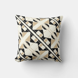 Braun-Schwarze-Abstraktes-Diagonal-Kachel-Design Kissen