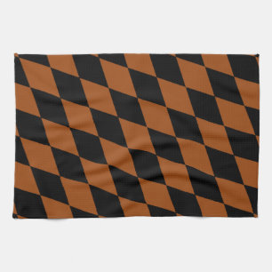 Braun Schwarzes Harlekin-Diamanten-Schachbrett-Des Geschirrtuch